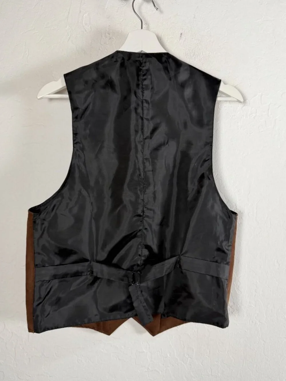 Scully Mens Brown Faux Suede Western Vest Shawl Collar Made in USA Small Lined